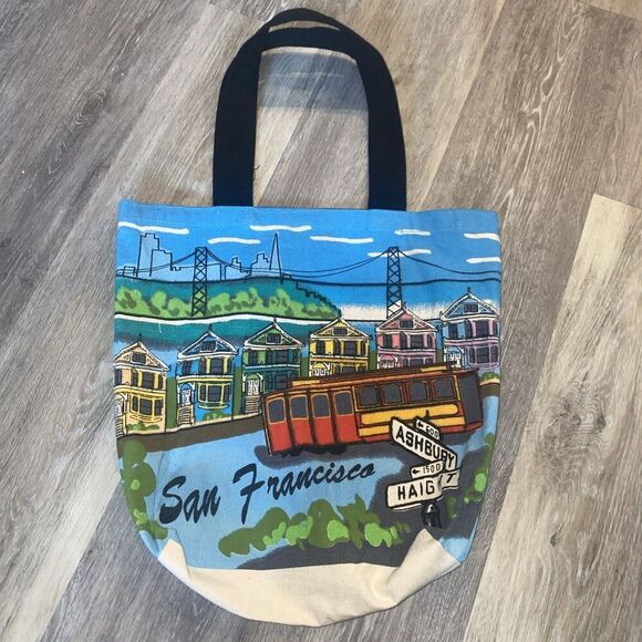 San Francisco Canvas Tote Bag San Francisco Souvenirs Gifts Bridge City Scene - Picture 1 of 8
